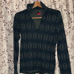 Women’s Icebreaker Dark Green Patterned Half-Zip Marino Wool Sweater